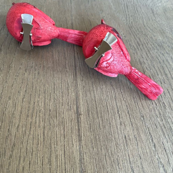 Two Resin Cardinals with Metal Clip and a Wood Holiday Cardinal Ornament - Picture 9 of 14